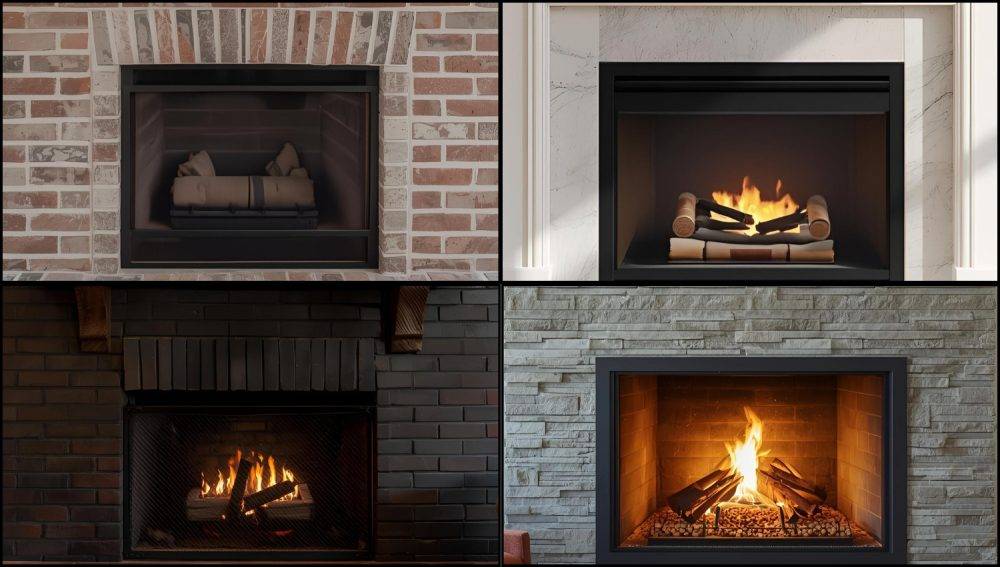 examples of four styles of fireplace