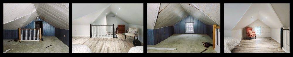 renovation process of an unused attic space to make it into a spare sleeping area