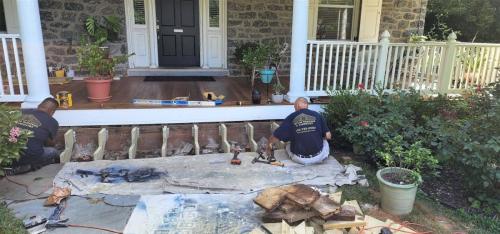 93 Wynnewood Porch Steps Replace_Stain During